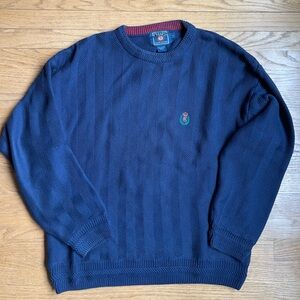 Chaps Ralph Lauren Navy Textured Knit Sweater Men’s L Classic Cotton